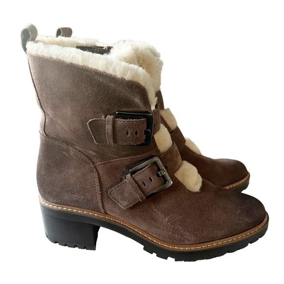 New Naturalizer Tristan Water Repellent Leather Shearling Winter Ankle Boots 7.5 - Picture 3 of 9